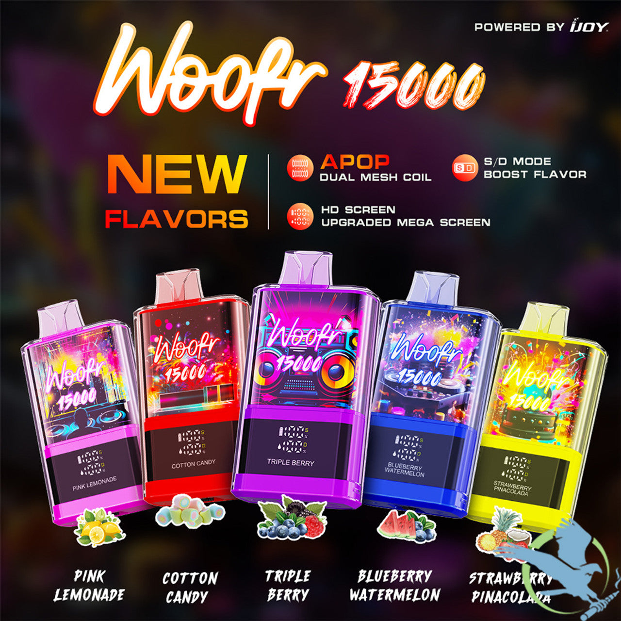 Woofr by iJoy 15K Rechargeable Disposables  Black Lava Vape