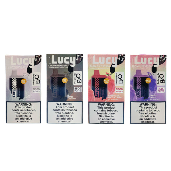 Lucy DiamondS5500 14ML 5500 Puffs 650mAh Rechargeable TFN Disposable With Mesh Coil Black Lava Vape