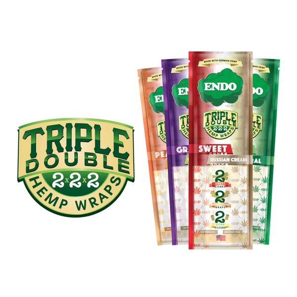 Endo 2 x 2 x 2 Triple Double Organic Cones / Wraps / Filters- Pack of 6 Black Lava Vape