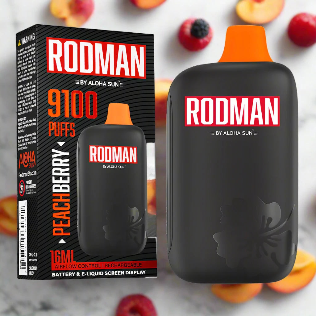 Aloha Sun Rodman 9100 Puff 16mL Rechargeable Disposables – Black
